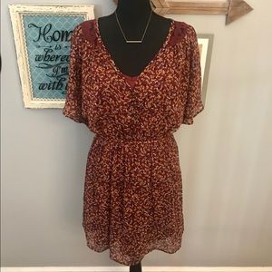 Xhilaration Maroon Fall Floral Dress